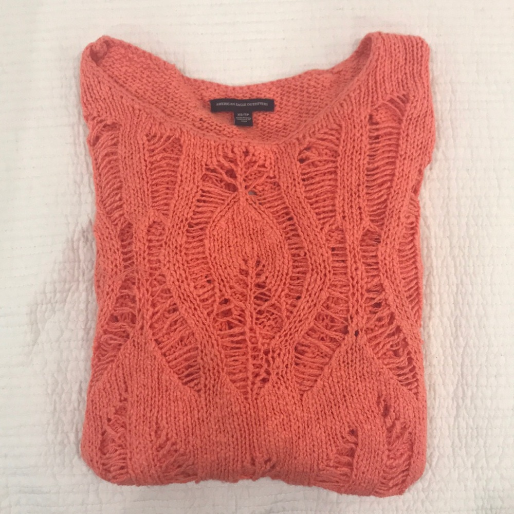 Coral crochet sweater